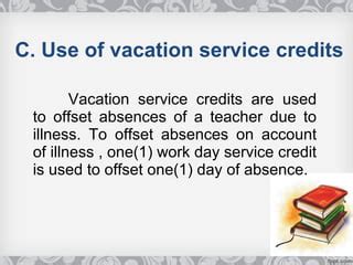 GRANTING OF VACATION SERVICE CREDITS TO TEACHERS .